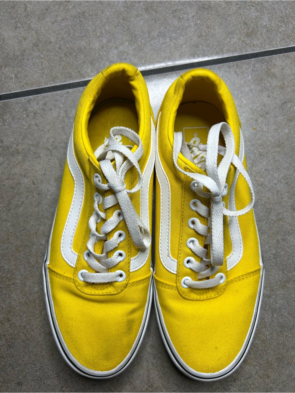 Vans Yellow Canvas Low-Top Sneakers with White Stripe